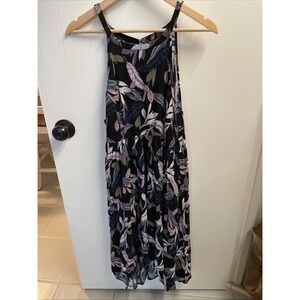 Torrid Black Tropical Hi Low Sleeveless Dress Resort Wear Feminine Size 0 New